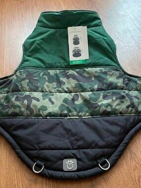 Canada Pooch Summit Stretch Dog Vest Green Camo Puffer Winter Coat #094